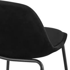 Tabouret de bar 'FENTON' en velours noir et pied en métal noir