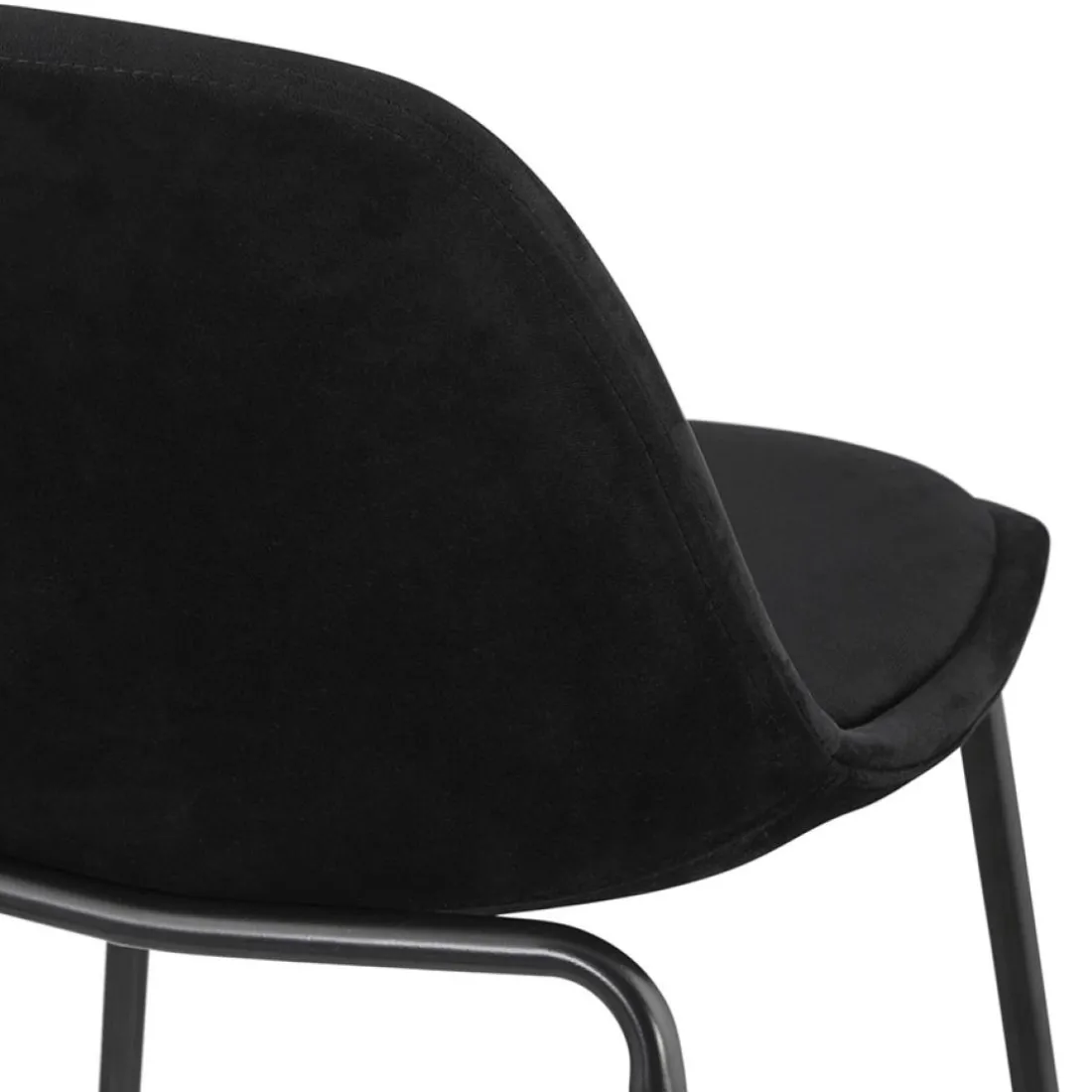 Tabouret de bar 'FENTON' en velours noir et pied en métal noir
