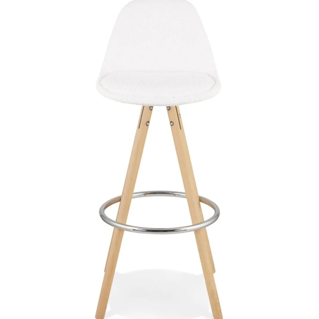 Tabouret de bar 'FLORENCE' en tissu bouloché blanc style scandinave