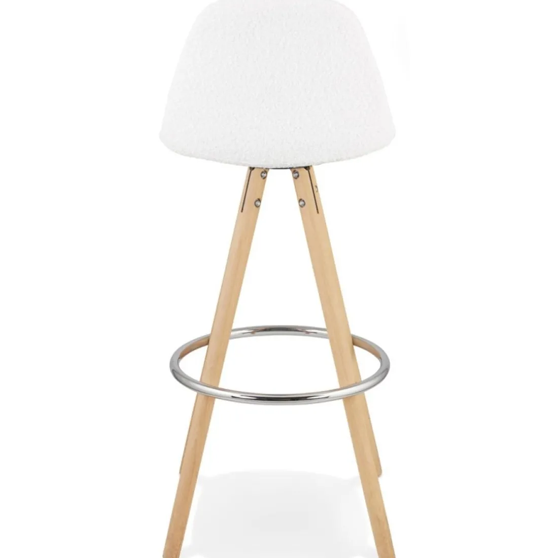 Tabouret de bar 'FLORENCE' en tissu bouloché blanc style scandinave