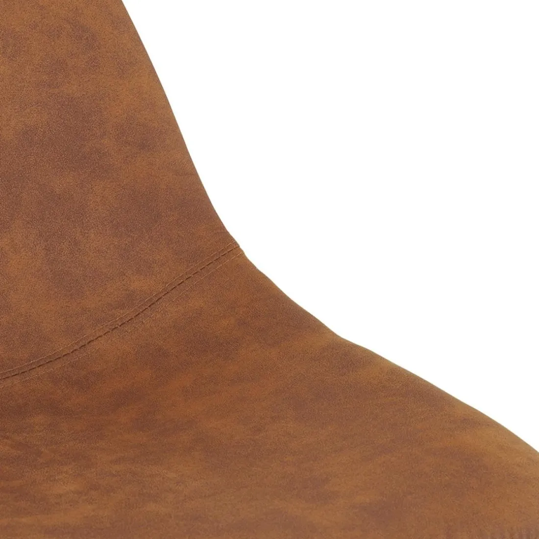 Tabouret de bar 'FUJI' en microfibre brune avec pied en métal noir