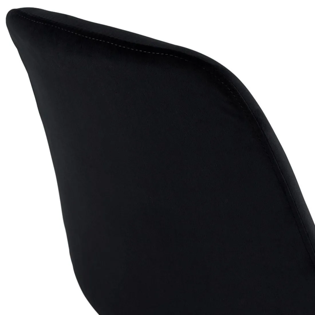 Tabouret de bar 'MORISS' en velours noir et pieds en bois naturel