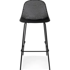 Tabouret de bar perforé 'LOKI' noir intérieur et extérieur