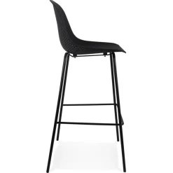 Tabouret de bar perforé 'LOKI' noir intérieur et extérieur