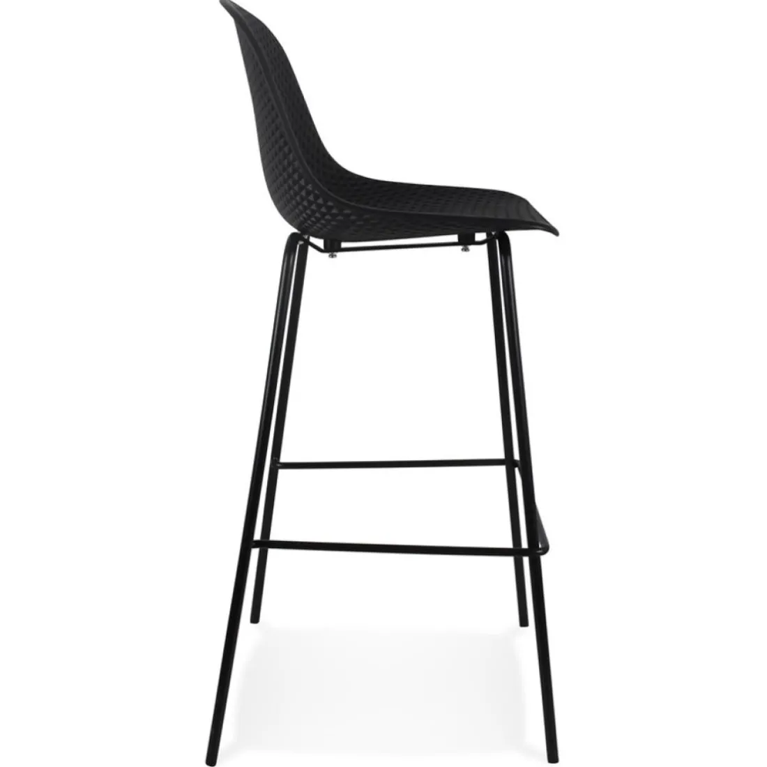 Tabouret de bar perforé 'LOKI' noir intérieur et extérieur