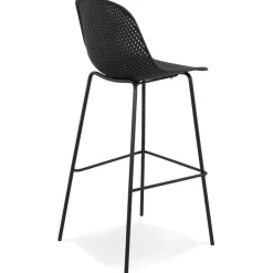 Tabouret de bar perforé 'LOKI' noir intérieur et extérieur