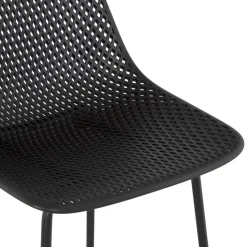 Tabouret de bar perforé 'LOKI' noir intérieur et extérieur
