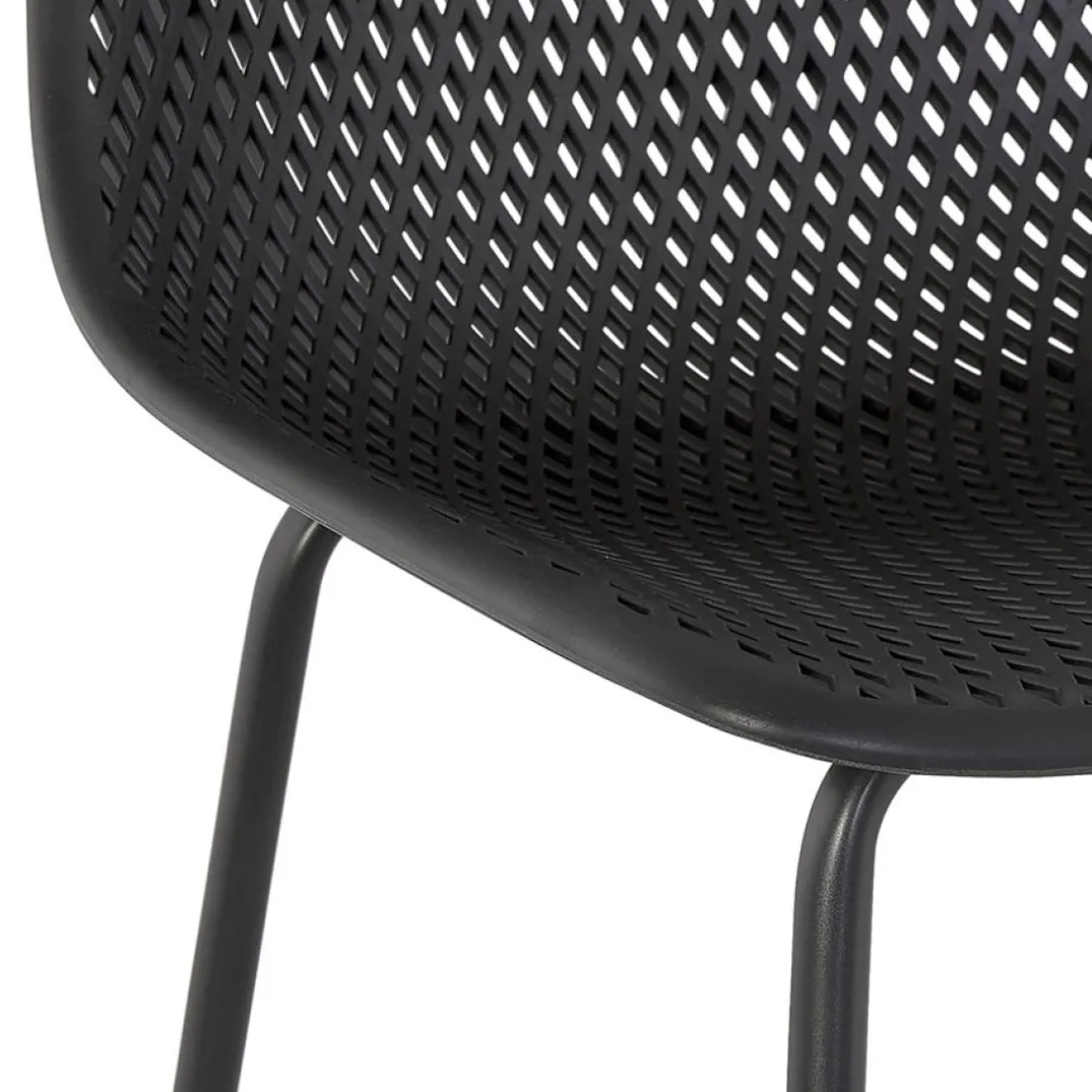 Tabouret de bar perforé 'LOKI' noir intérieur et extérieur