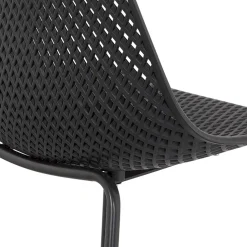 Tabouret de bar perforé 'LOKI' noir intérieur et extérieur