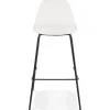 Tabouret de bar 'PLUMAR' en tissu bouclé blanc et pied en métal noir