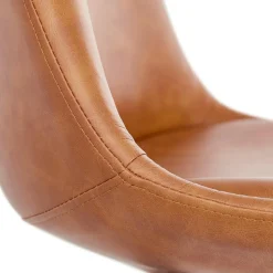 Tabouret de bar 'RITUAL' en matière synthétique brune et pied en métal noir