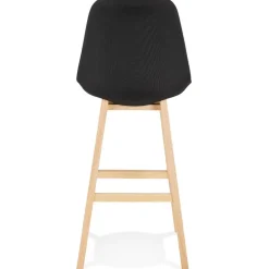 Tabouret de bar scandinave 'TERESA' en tissu noir