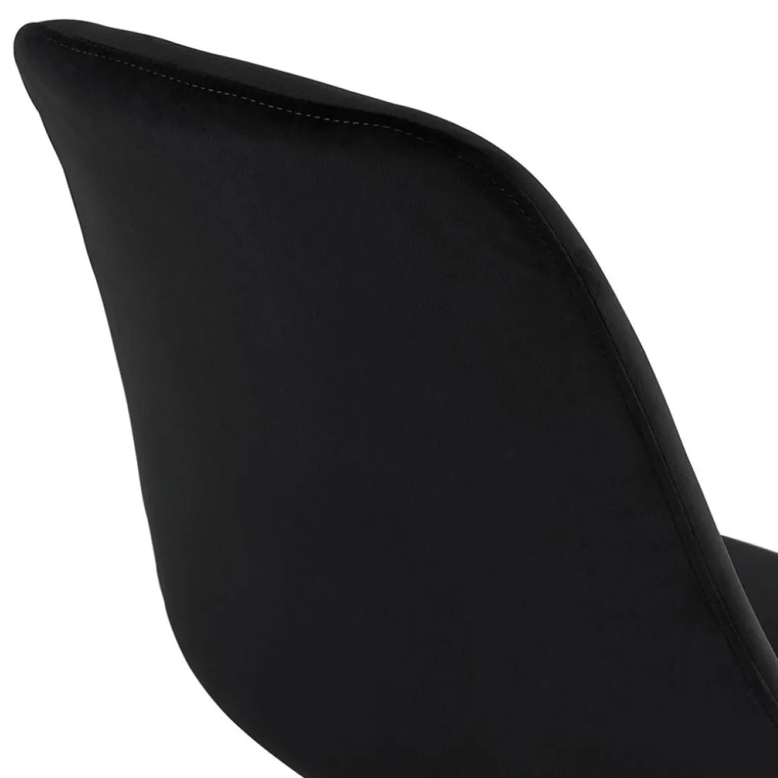 Tabouret de bar 'SPARK' en velours noir et pieds en métal noir