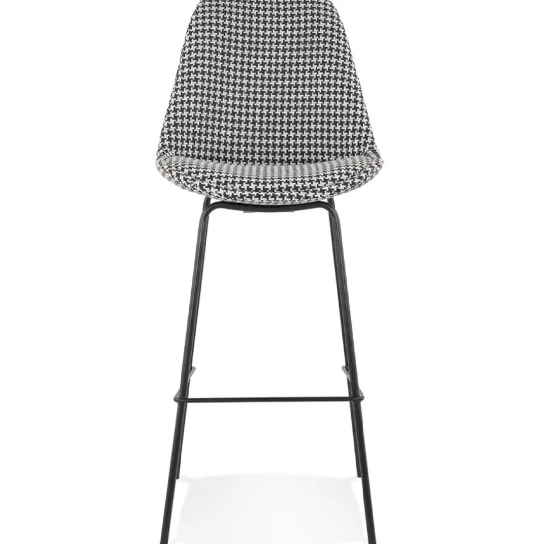 Tabouret de bar 'SPARK' en tissu pied de poule et pieds en métal noir