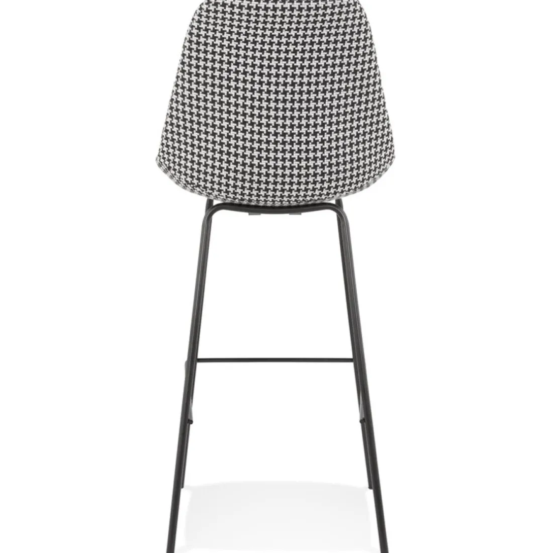 Tabouret de bar 'SPARK' en tissu pied de poule et pieds en métal noir