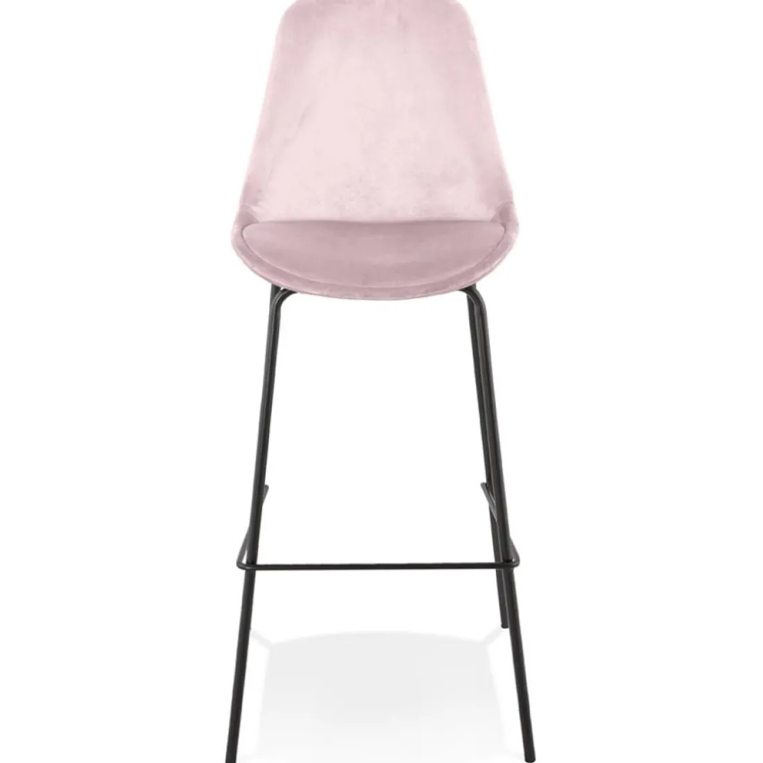 Tabouret de bar 'SPARK' en velours rose et pieds en métal noir