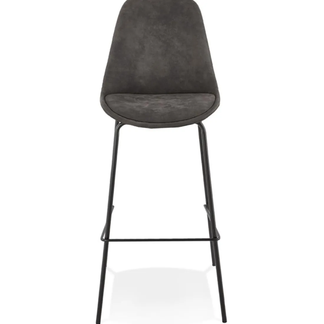 Tabouret de bar 'TAO' en microfibre grise et pieds en métal noir