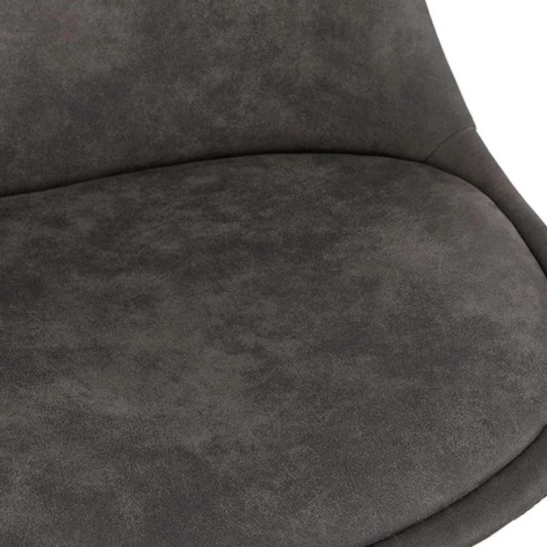 Tabouret de bar 'TAO' en microfibre grise et pieds en métal noir