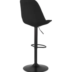 Tabouret réglable 'CAMPUS' en tissu noir et pied noir