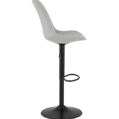 Tabouret réglable 'CAMPUS' en tissu gris et pied noir