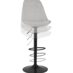 Tabouret réglable 'CAMPUS' en tissu gris et pied noir