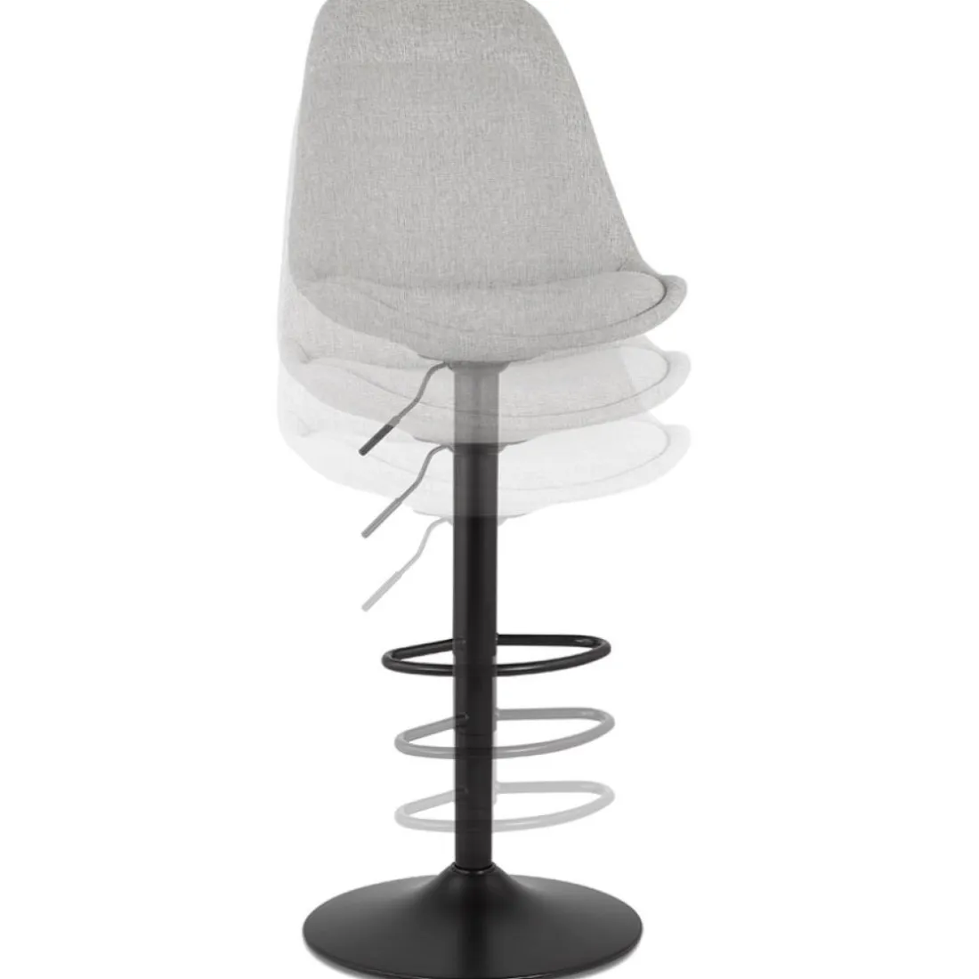 Tabouret réglable 'CAMPUS' en tissu gris et pied noir