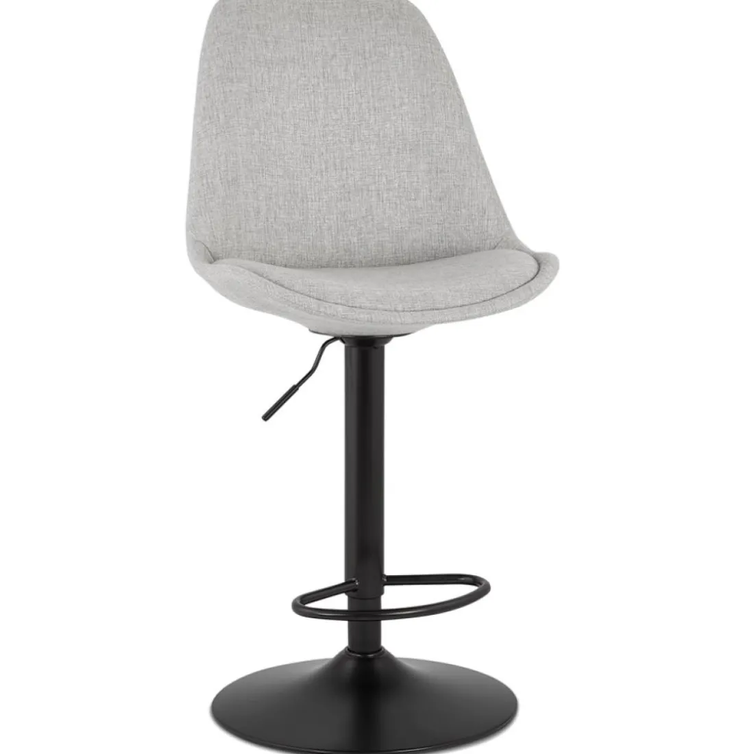 Tabouret réglable 'CAMPUS' en tissu gris et pied noir