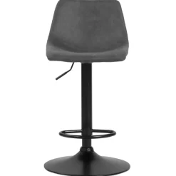 Tabouret réglable design 'OMALET' en microfibre gris foncé et pied en métal noir