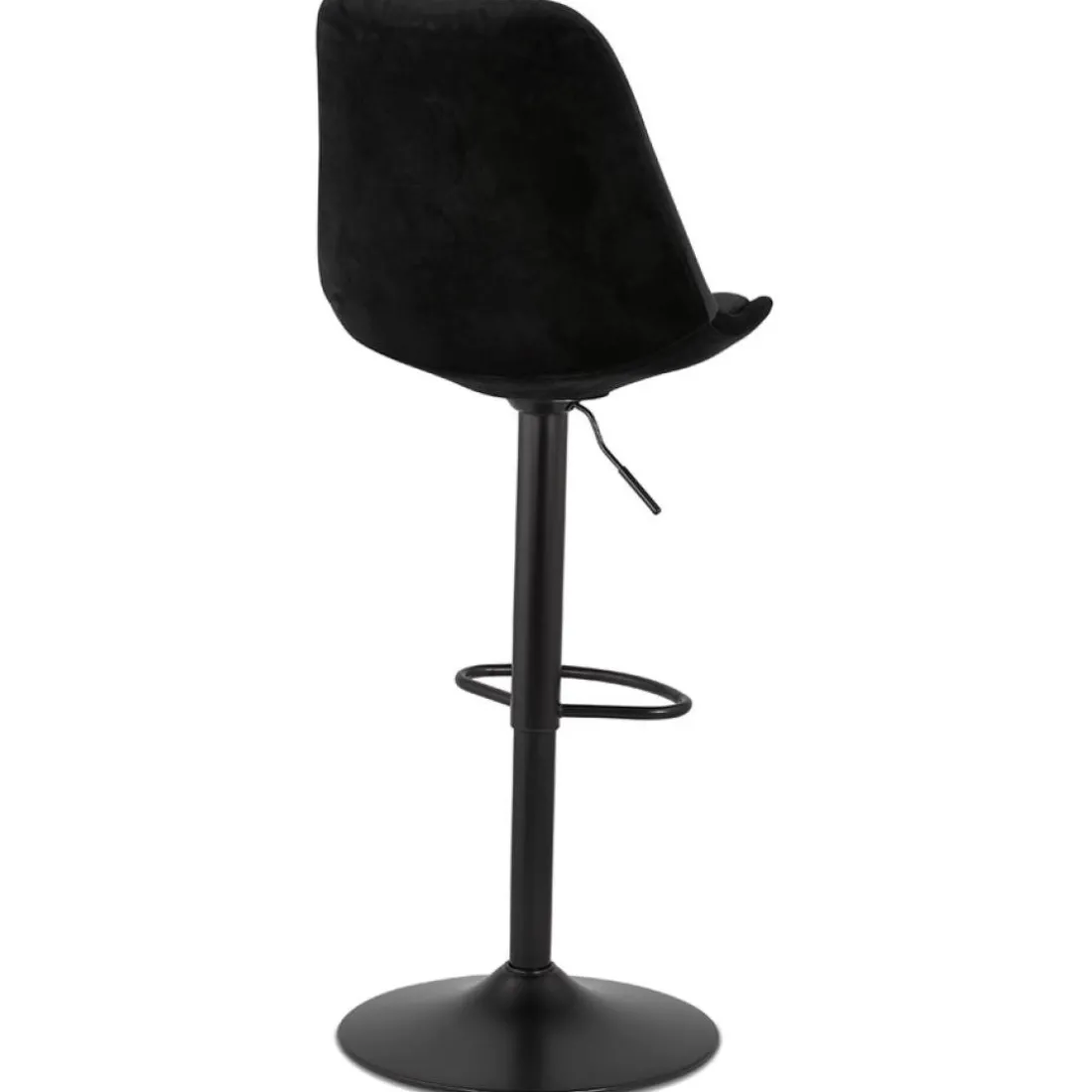 Tabouret réglable 'MIKE' en velours noir et pied noir