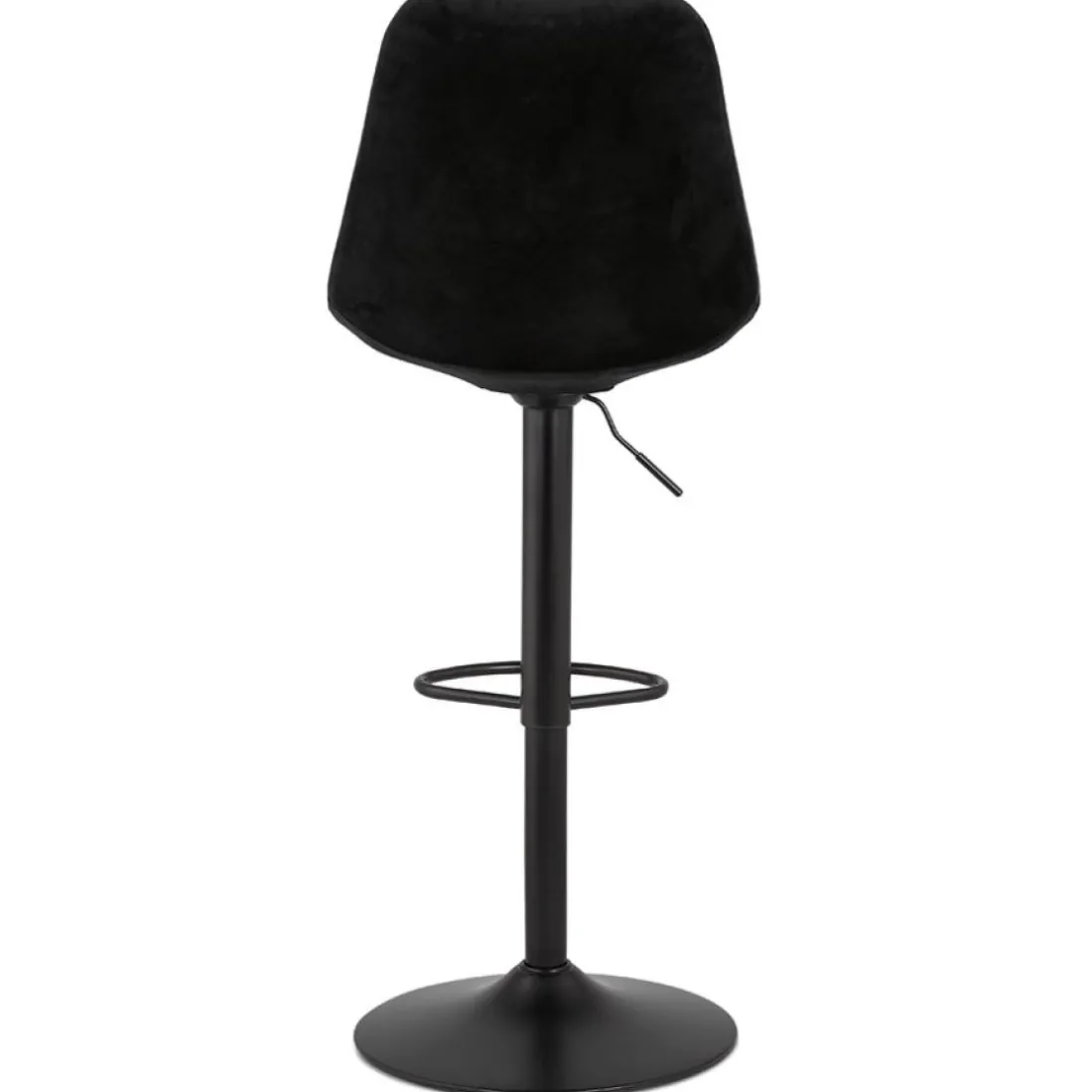 Tabouret réglable 'MIKE' en velours noir et pied noir