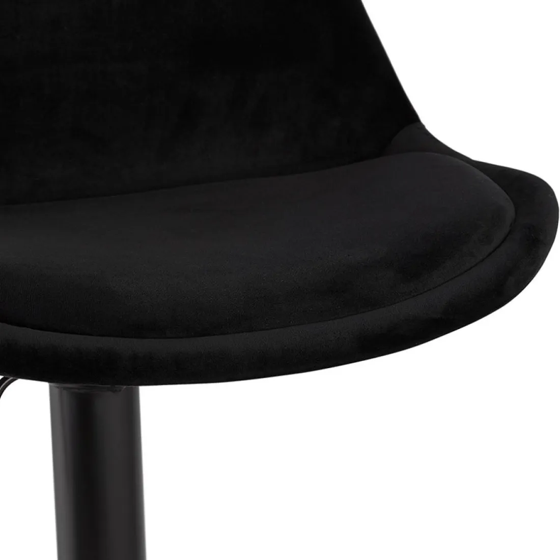 Tabouret réglable 'MIKE' en velours noir et pied noir