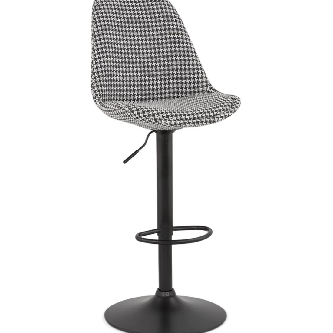 Tabouret réglable 'MIKE' en tissu pied de poule et pied noir