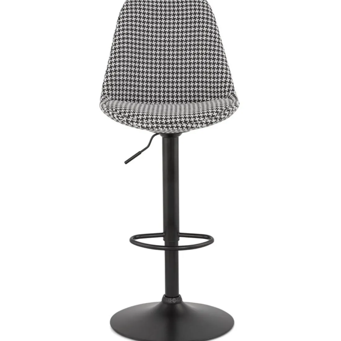Tabouret réglable 'MIKE' en tissu pied de poule et pied noir