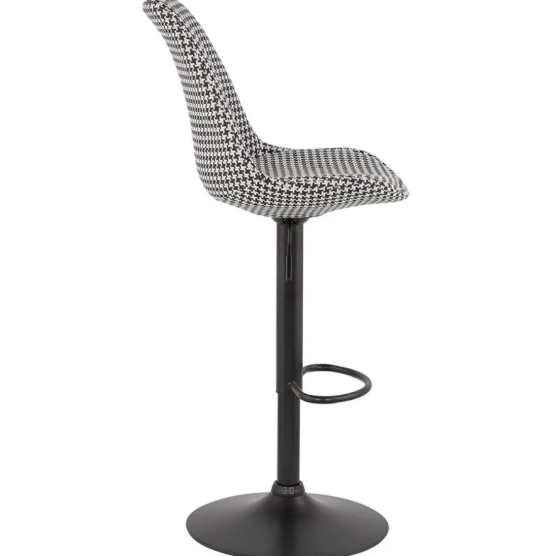 Tabouret réglable 'MIKE' en tissu pied de poule et pied noir