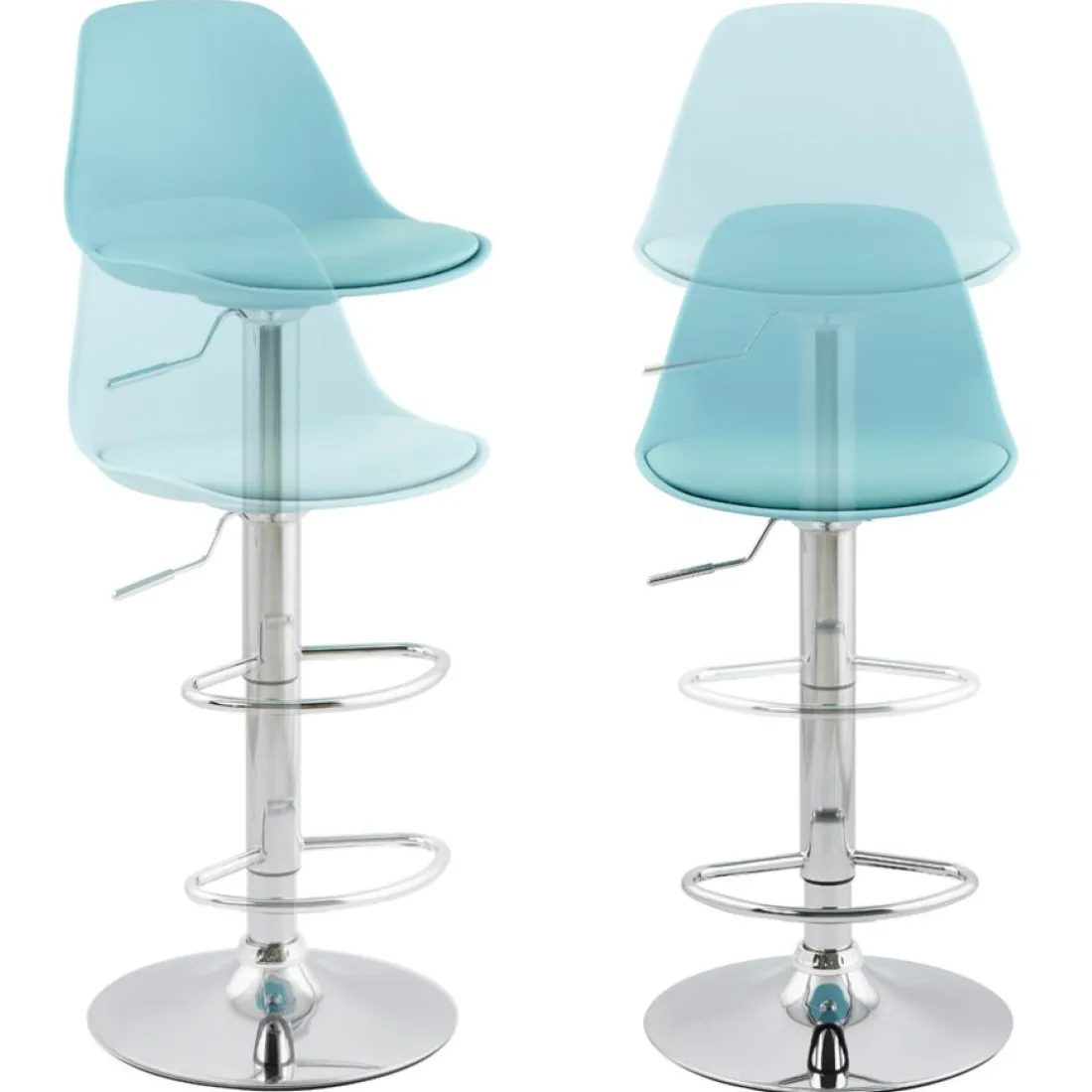 Tabouret réglable 'PRINCES' bleu avec haut dossier confortable