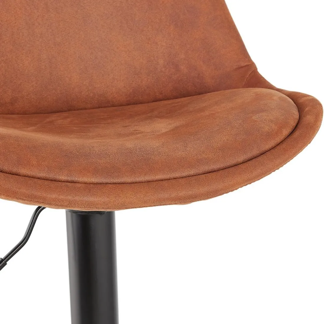 Tabouret réglable 'ZEBRA' en microfibre brun et pied noir