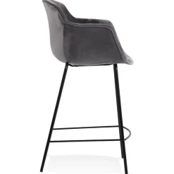 Tabouret snack mi-hauteur 'LARISSA MINI' en velours gris