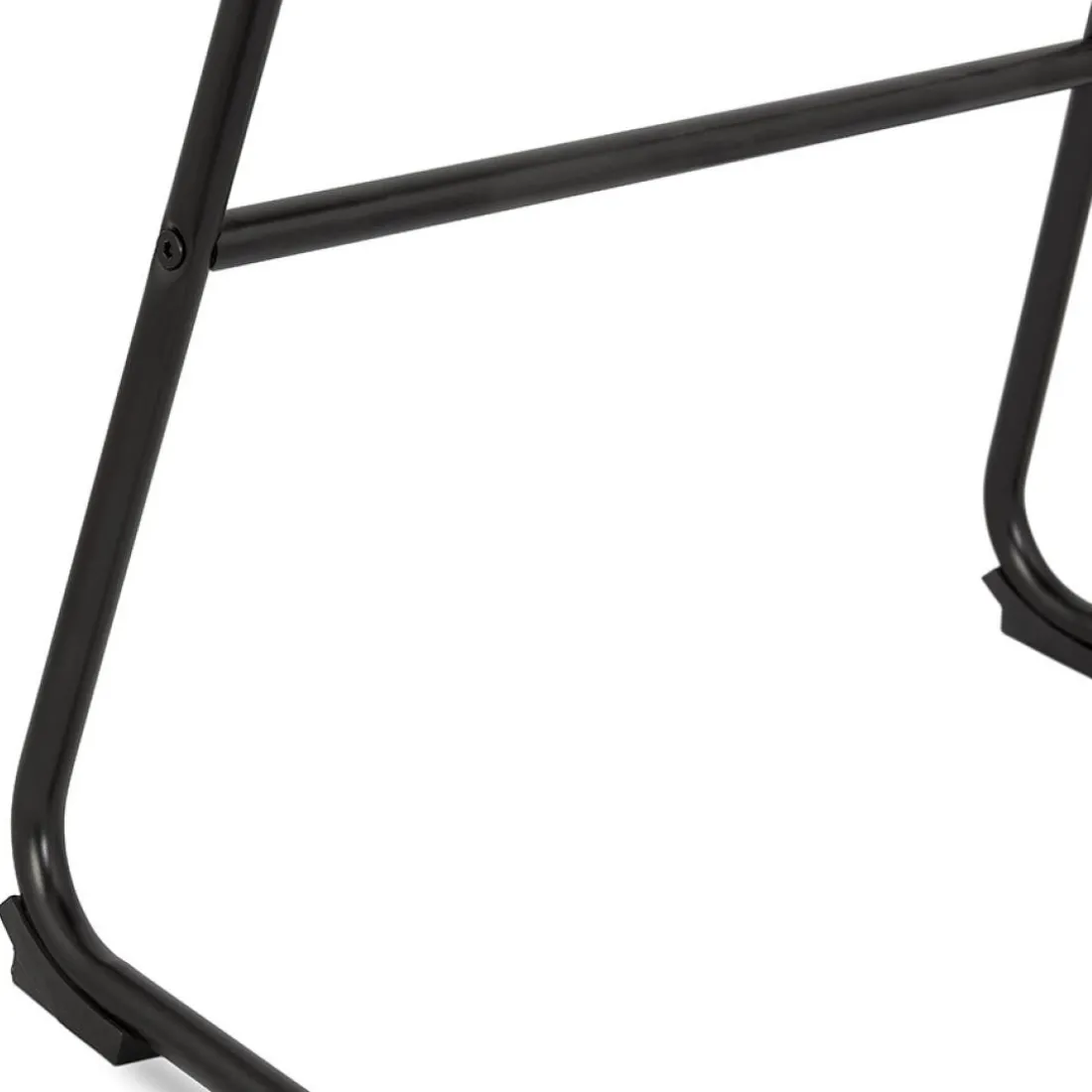 Tabouret snack mi-hauteur 'RIGO MINI' en tissu gris et pieds en métal noir