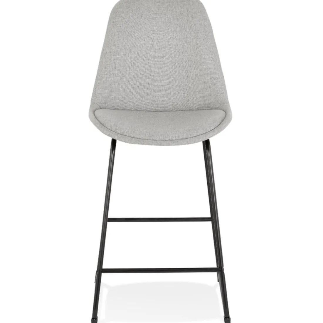 Tabouret snack mi-hauteur 'RIGO MINI' en tissu gris et pieds en métal noir