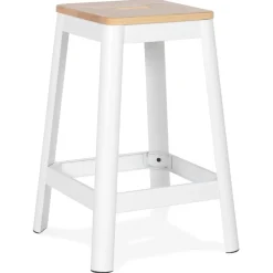 Tabouret snack mi-hauteur 'LIDYA MINI' blanc style industriel