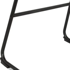 Tabouret snack mi-hauteur 'BULLY MINI' en tissu pied de poule et pieds en métal noir