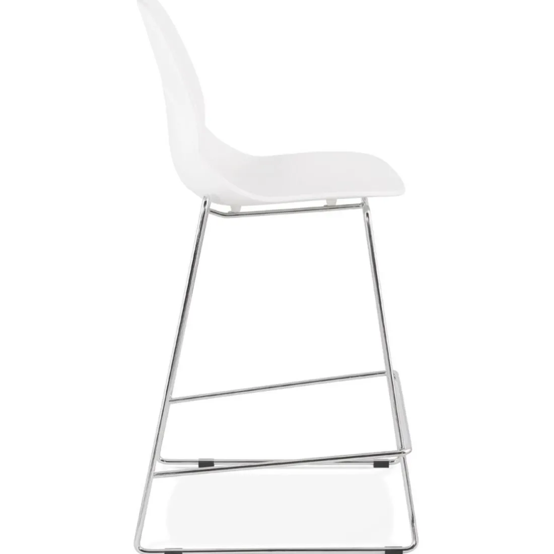 Tabouret snack mi-hauteur 'BERLIN MINI' blanc empilable avec pied en métal chromé