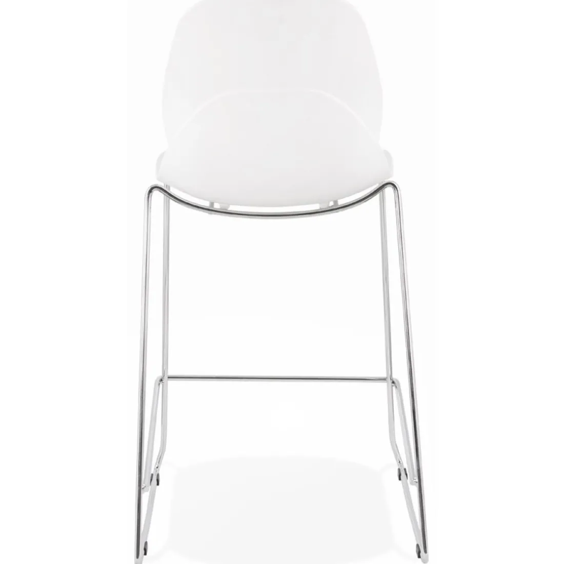 Tabouret snack mi-hauteur 'BERLIN MINI' blanc empilable avec pied en métal chromé