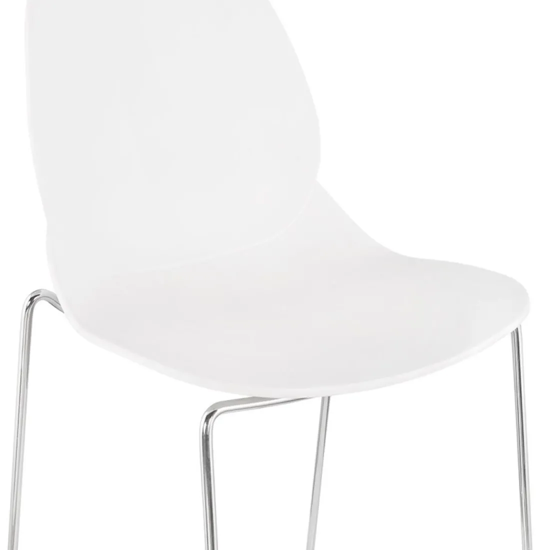 Tabouret snack mi-hauteur 'BERLIN MINI' blanc empilable avec pied en métal chromé