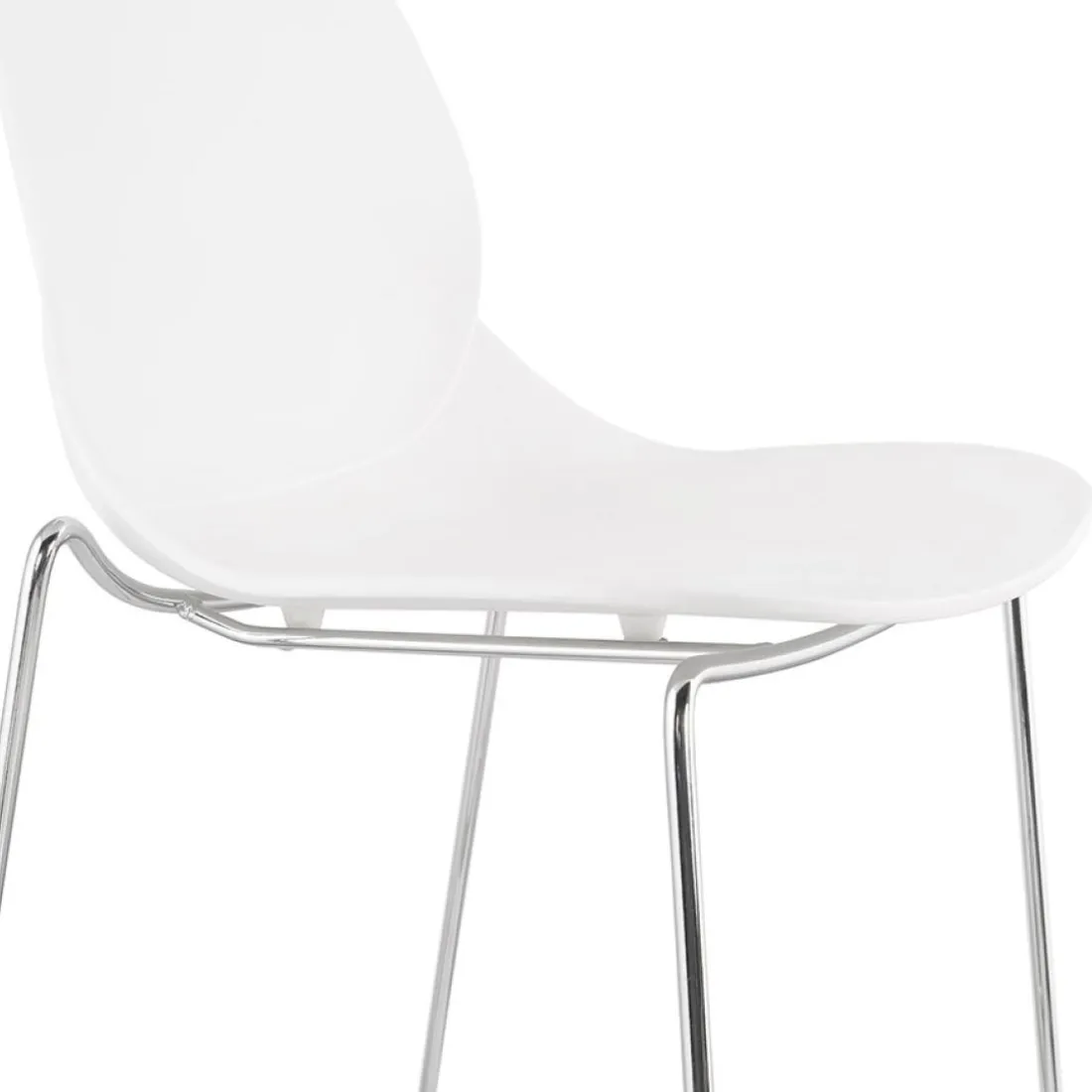 Tabouret snack mi-hauteur 'BERLIN MINI' blanc empilable avec pied en métal chromé