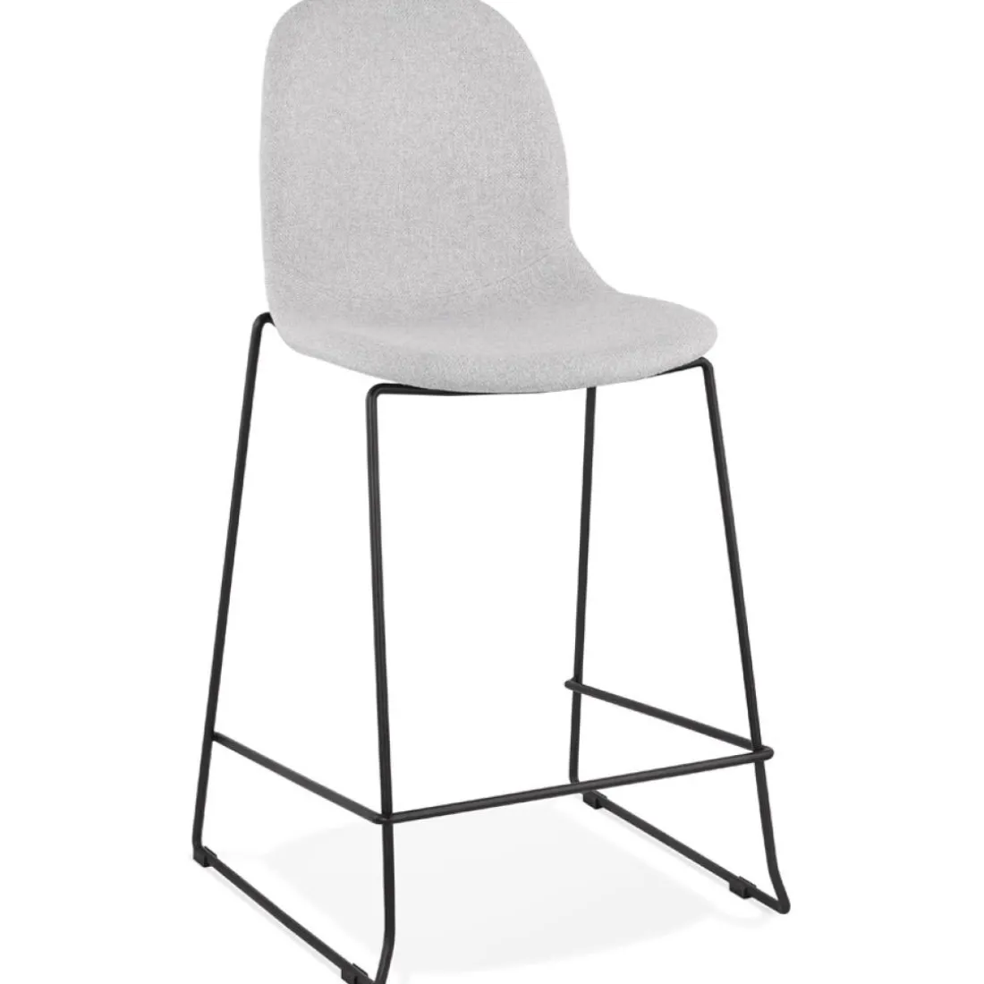 Tabouret snack mi-hauteur 'EKTOR MINI' en tissu gris clair empilable