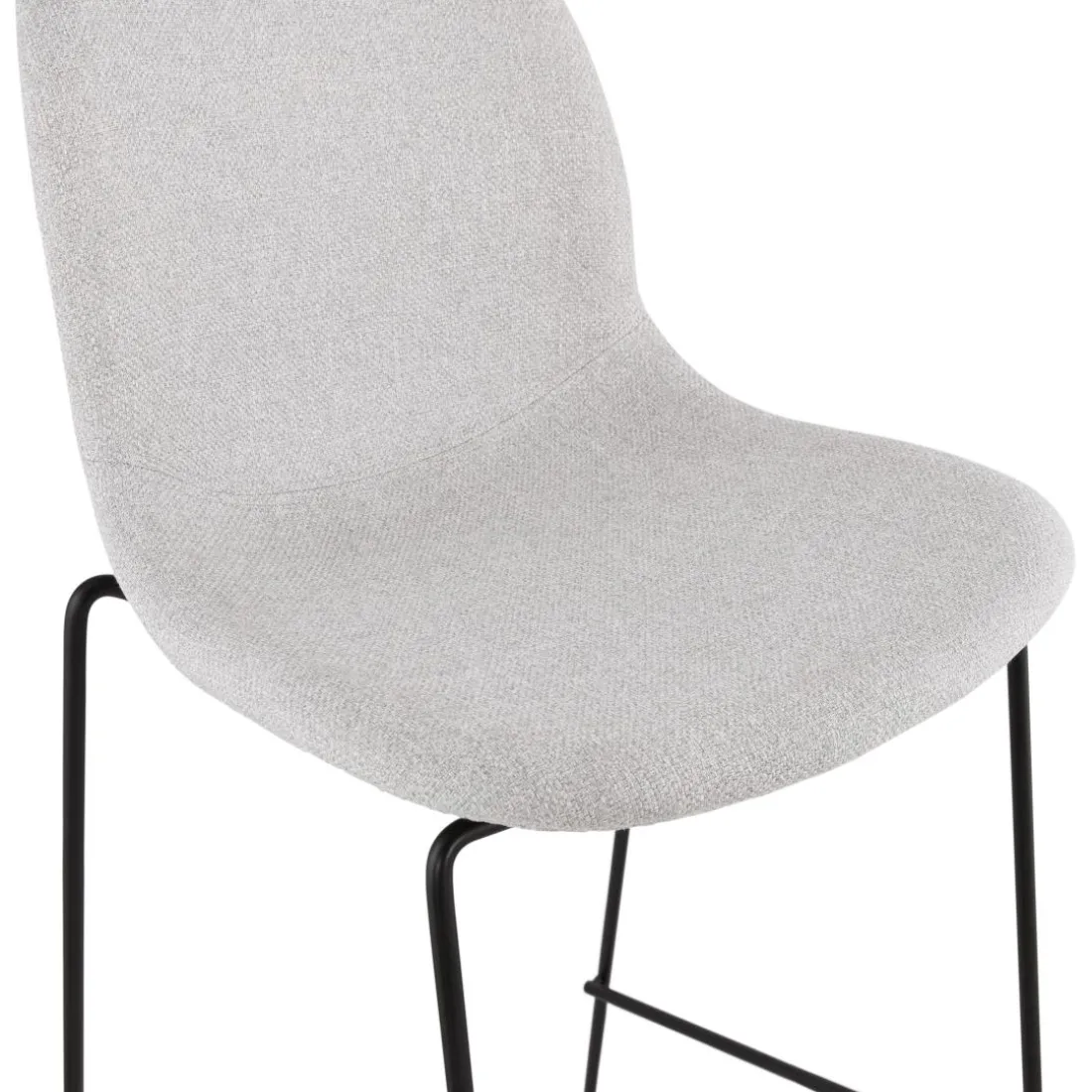 Tabouret snack mi-hauteur 'EKTOR MINI' en tissu gris clair empilable