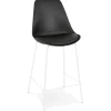 Tabouret snack mi-hauteur 'LEMON MINI' noir avec pied en métal blanc