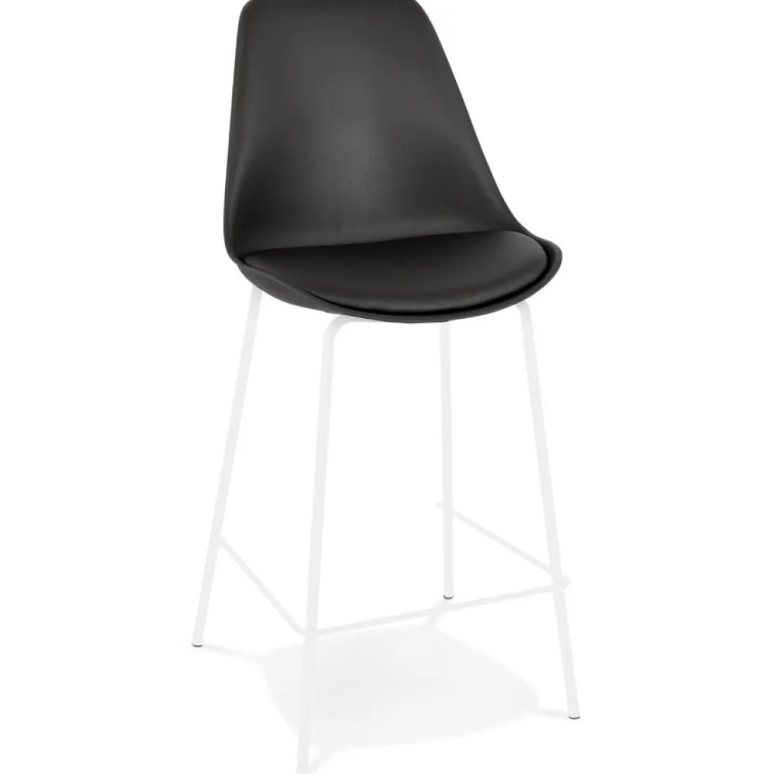 Tabouret snack mi-hauteur 'LEMON MINI' noir avec pied en métal blanc