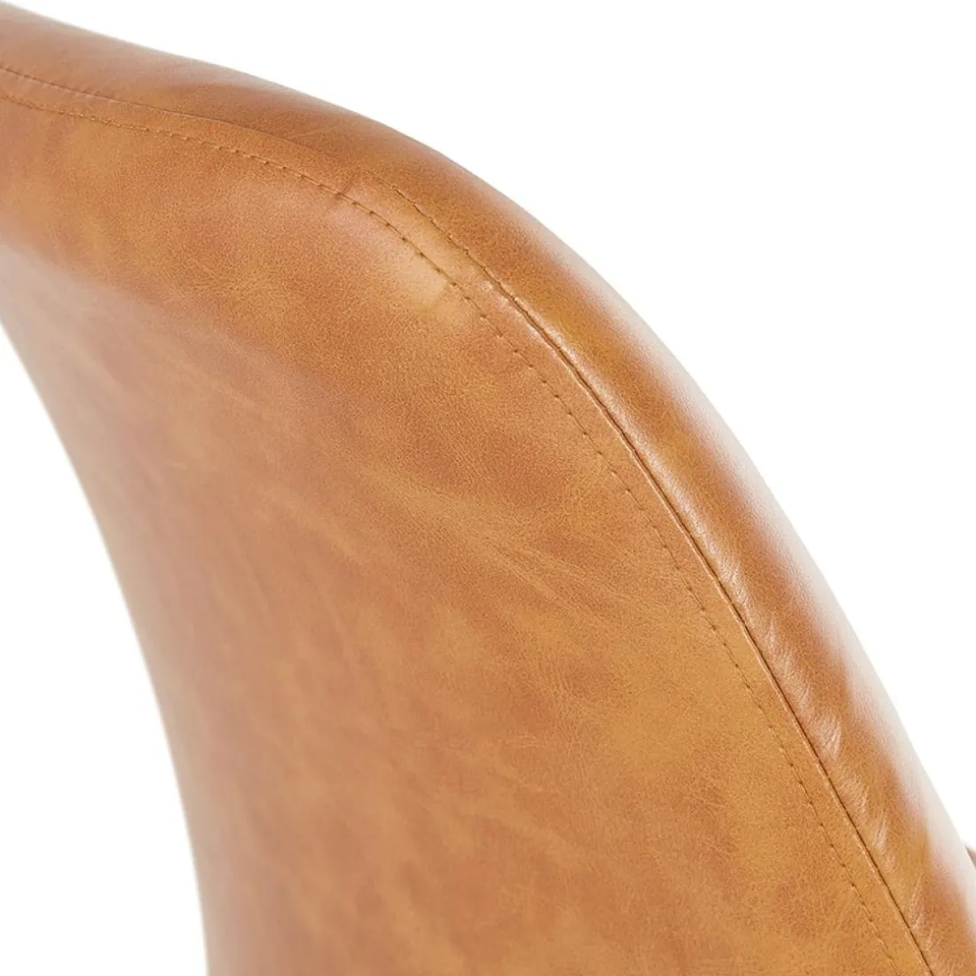Tabouret snack mi-hauteur 'RITUAL MINI' en matière synthétique brune et pied en métal noir